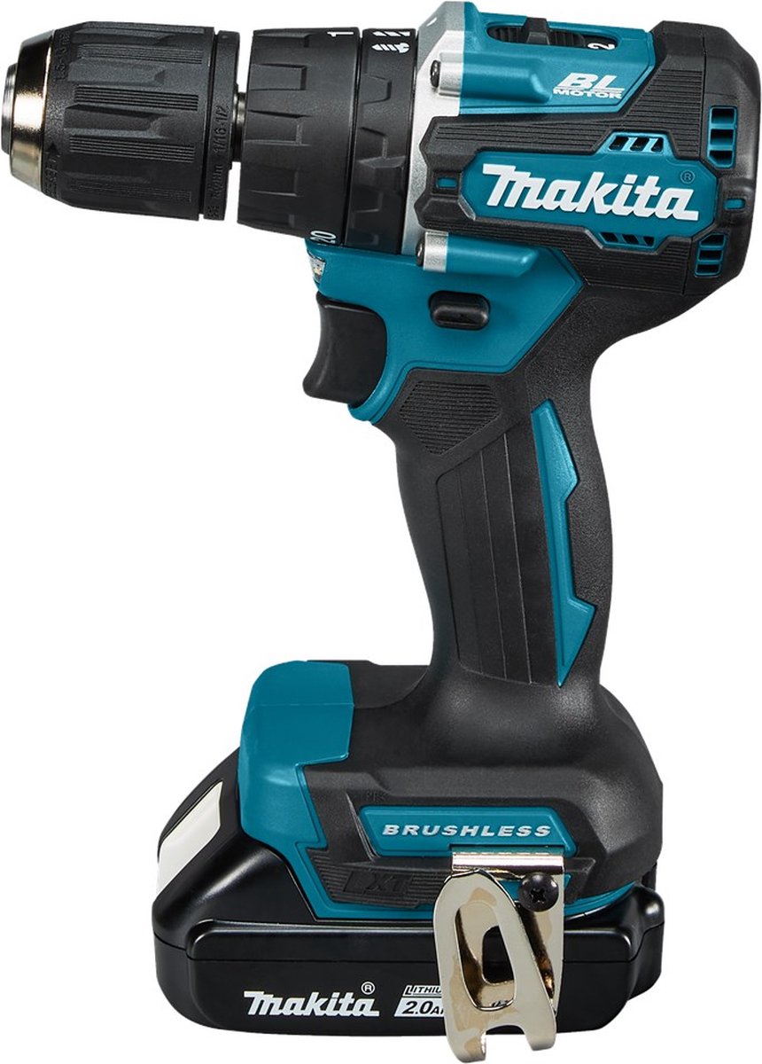 Makita DHP487RAJ 2 rapporti-Trapano avvitatore a percussione a batteria brushless, incl. seconda batteria, incl. caricabatterie, incl. valigia