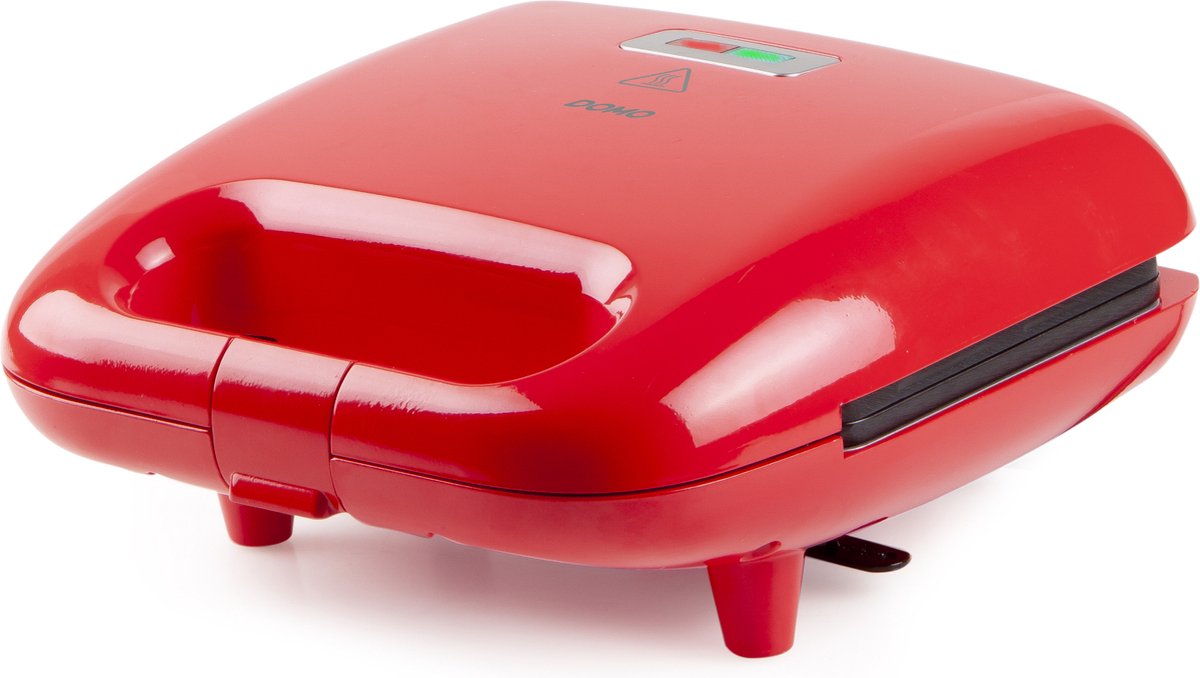 DOMO Snack Party 5in1 Piastra per sandwich Custodia Cool-Touch, Rivestimento antiaderente Rosso