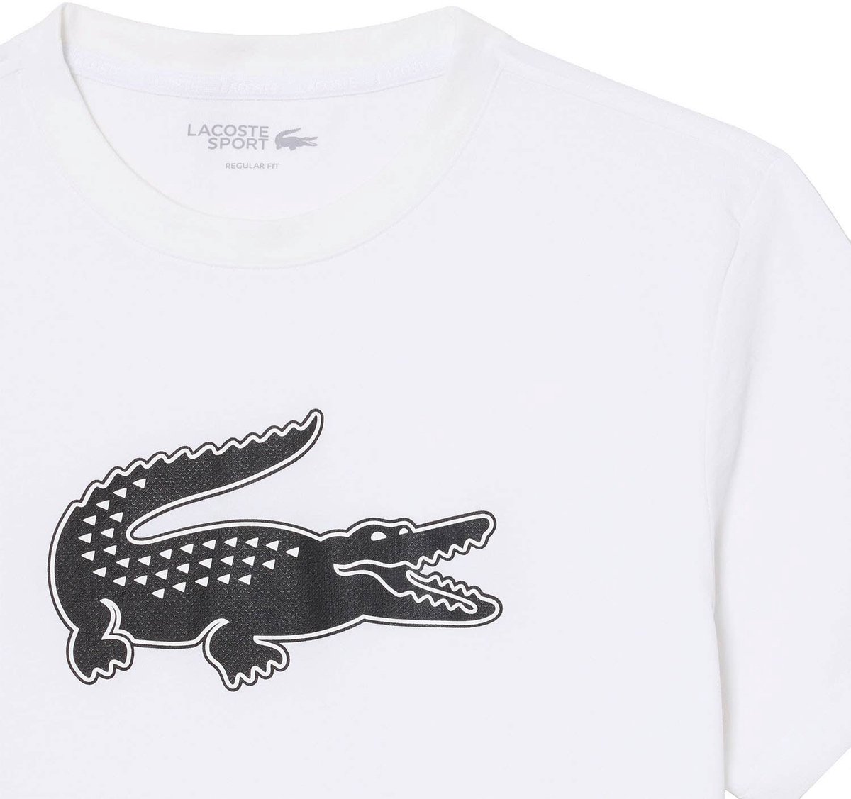 Camiseta Lacoste Sport Regular Fit Branco Logo Preto