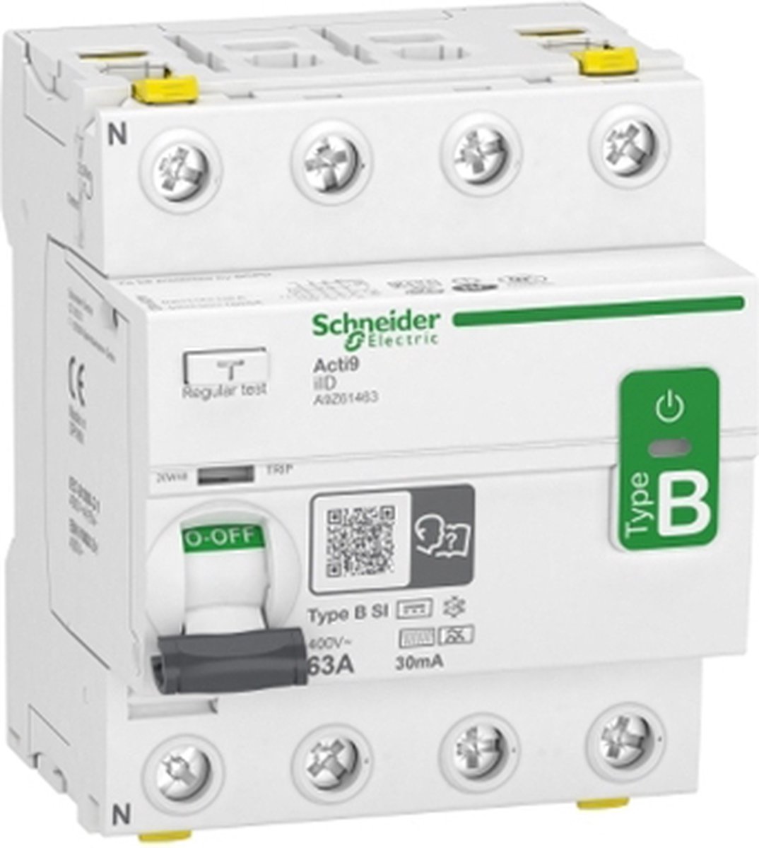 Schneider Electric A9Z61463 A9Z61463 Interruttore differenziale di sicurezza universale sensibile alla corrente B 63 A 0.03 A