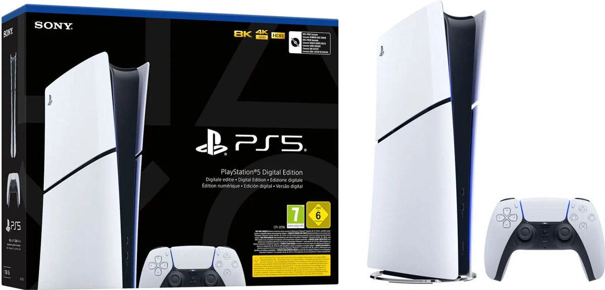 Sony PlayStation 5 Slim Digital 1,02 TB Wifi Negro, Blanco