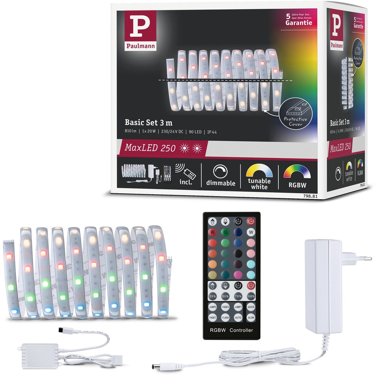 Paulmann MaxLED Basic RGB 79881 Kit base striscia LED con spina 24 V 3 m Bianco caldo 1 pz.