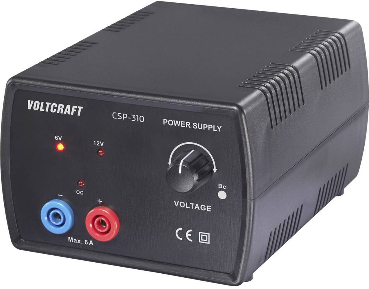 VOLTCRAFT CSP-310 Alimentatore da laboratorio regolabile 6 V/DC, 12 V/DC 2 - 6 A 72 W funzionamento a corrente e a batteria Num. uscite 1 x