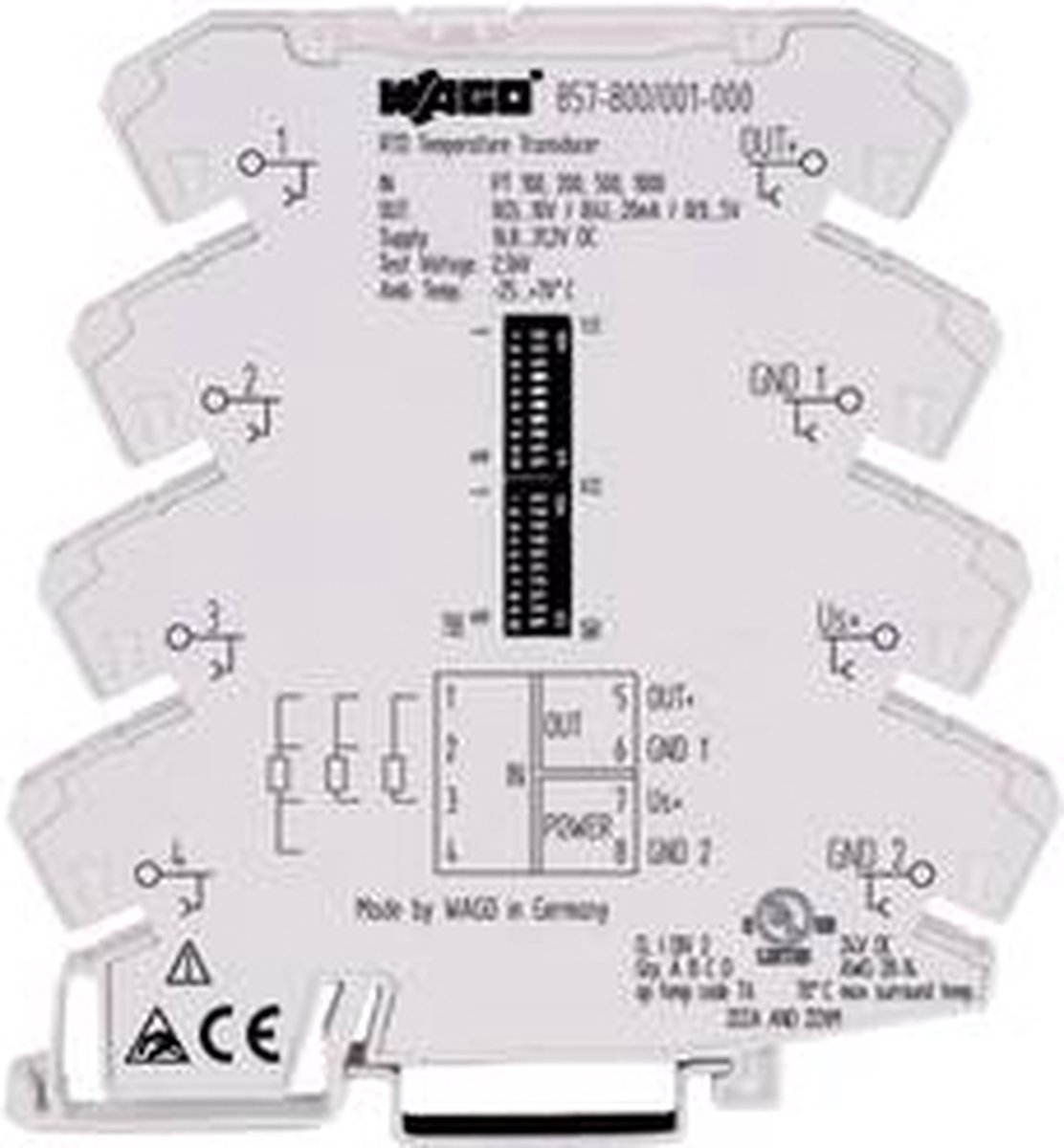 WAGO 857-800 Convertitore di temperatura configurabile per sensori Pt e resistenze 857-800
