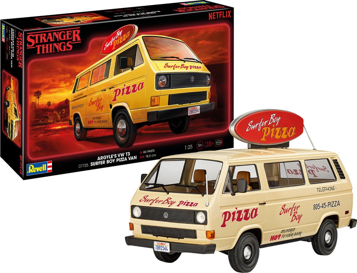 Automodello in kit da costruire Revell 07725 Stranger Things Argyle’s VWT3 Surfer Boy Pizza V 1:25