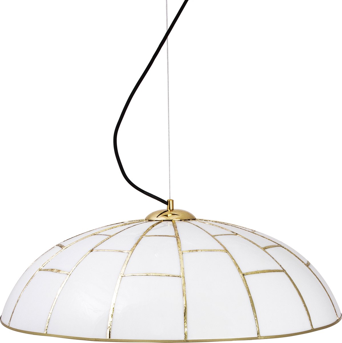 Globen Lighting Lámpara colgante Ombrello Ø60 cm vidrio blanco latón