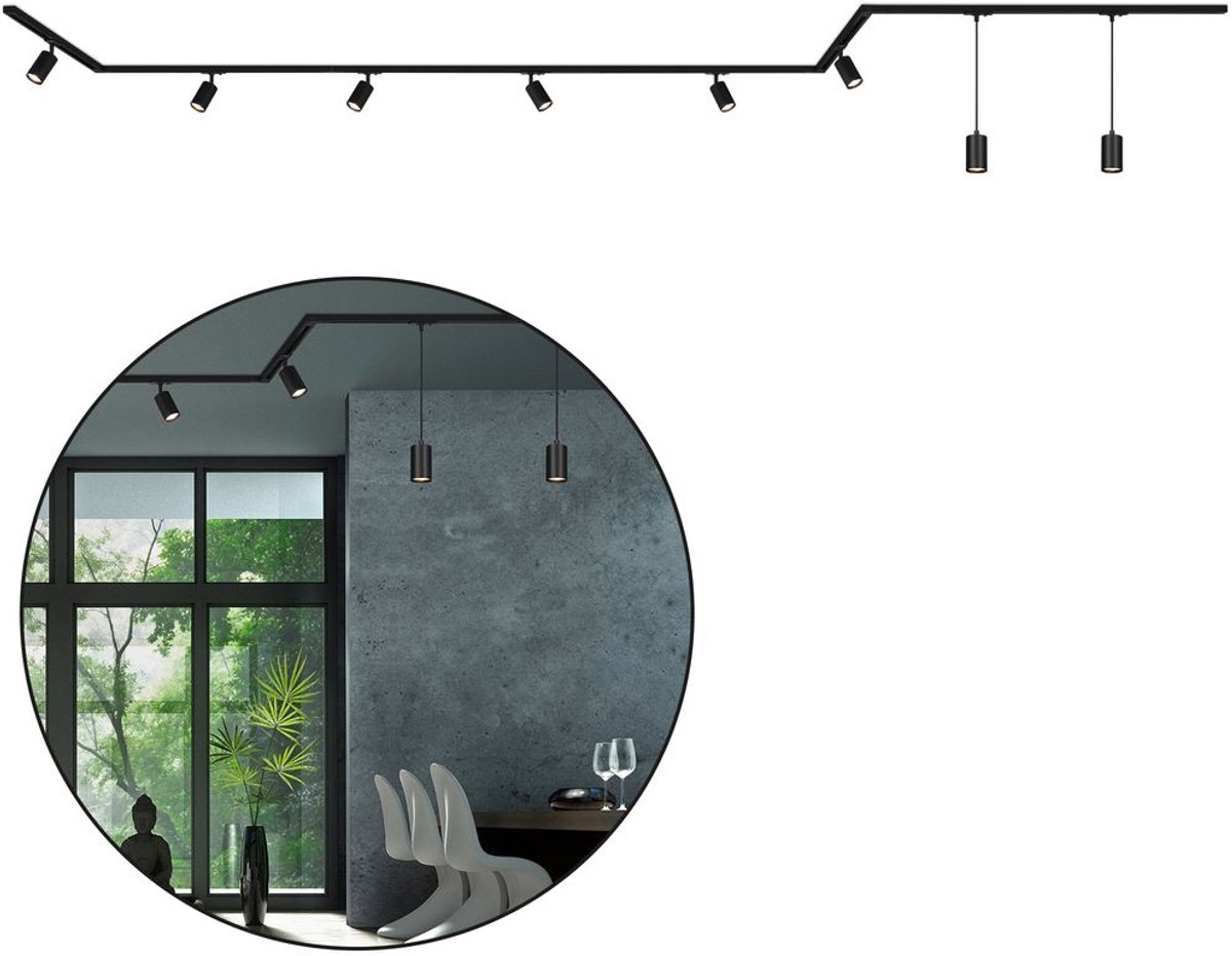 Briloner Sistema di illuminazione completo su binari monofase GU10 Nero