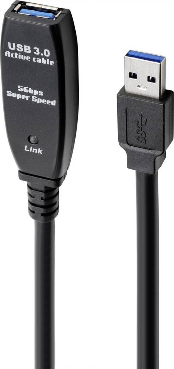 Renkforce Cavo USB USB 3.2 Gen1 Spina USB-A, Presa USB-A 10.00 m Nero RF-4598346