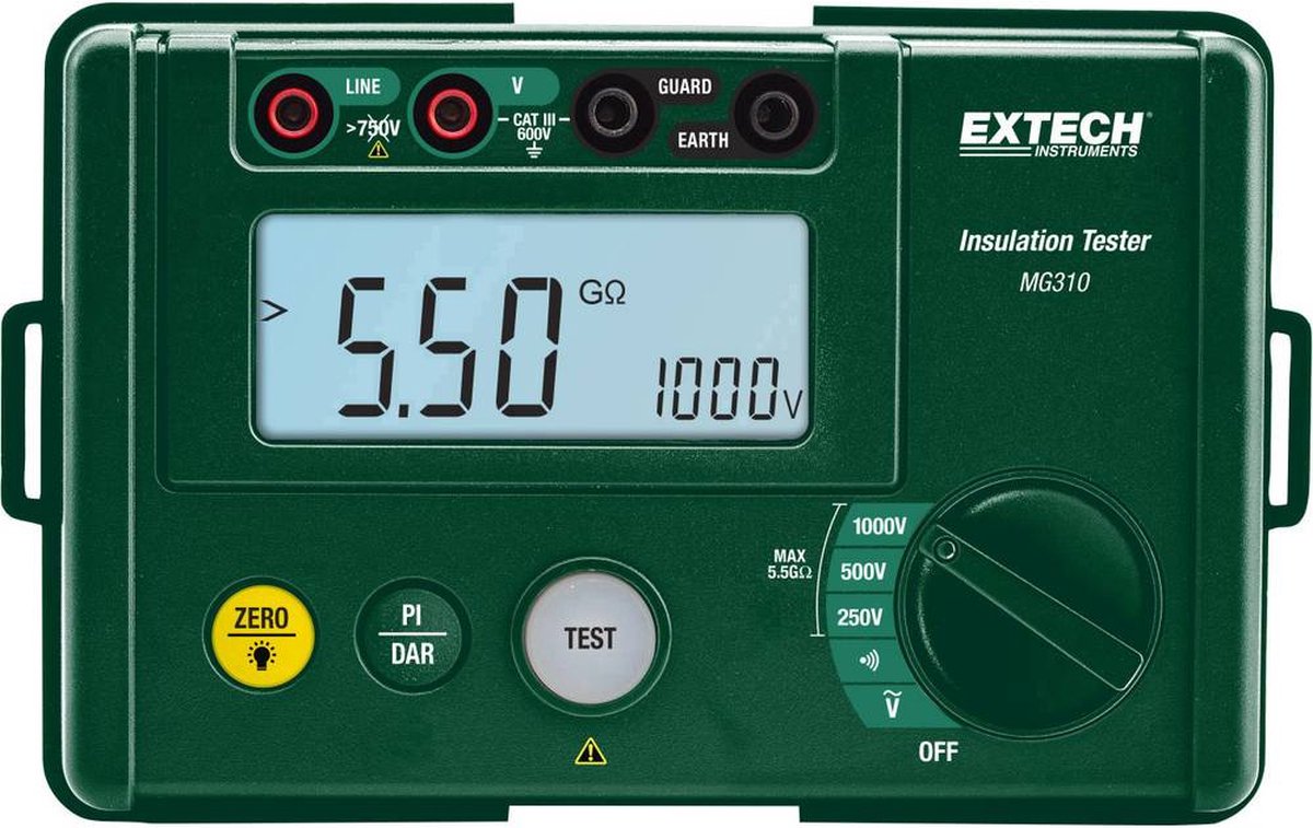 Extech MG310 Misuratore di isolamento 250 V, 500 V, 1000 V 5.5 GΩ