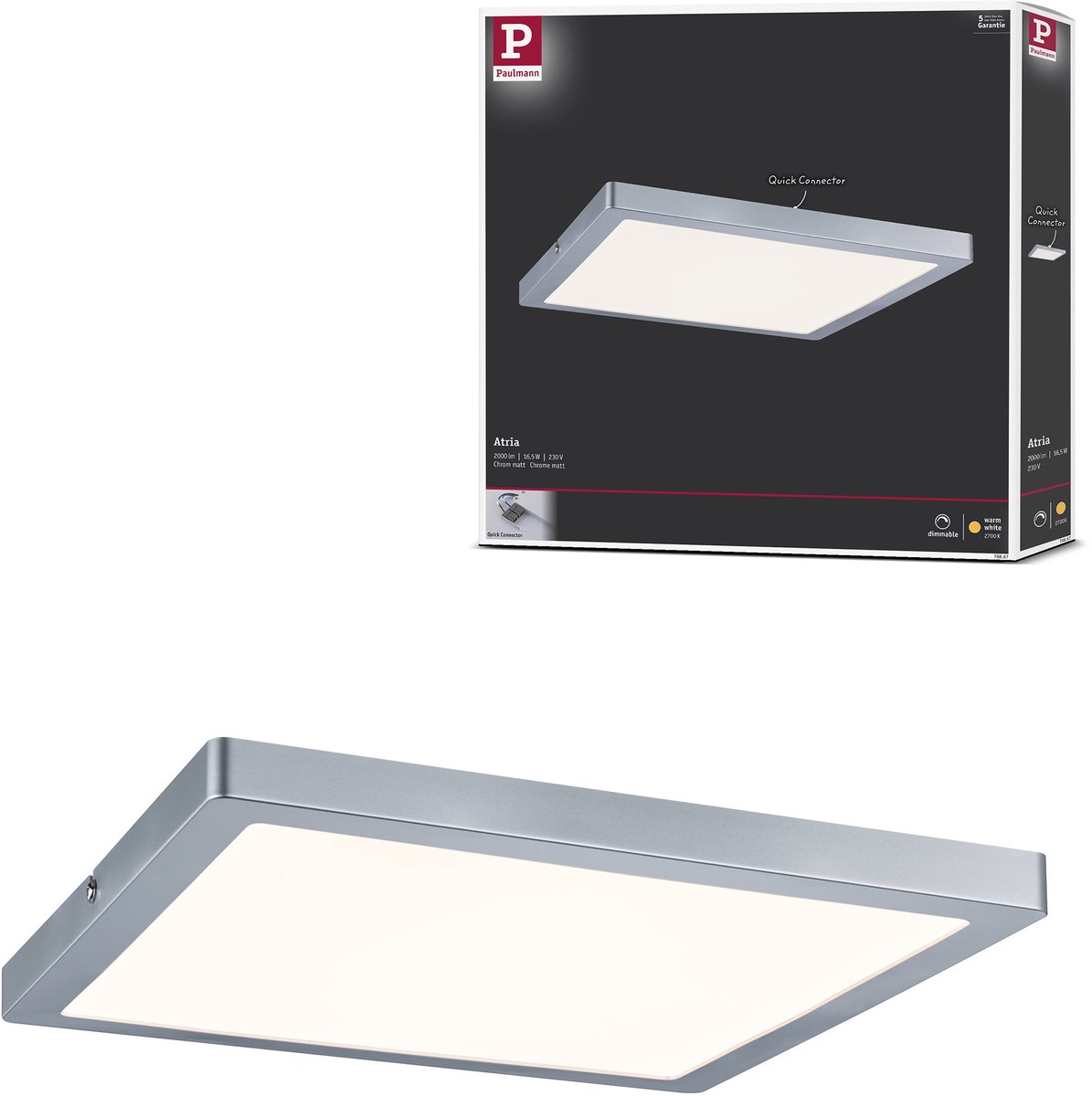 Paulmann Atria 70867 Pannello LED 16.5 W Bianco caldo Cromo (opaco)