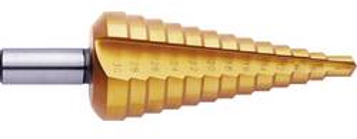 Exact 5348 HSS Punta a gradini Lunghezza totale 98 mm TiN Alberino a 3 facce 1 pz.