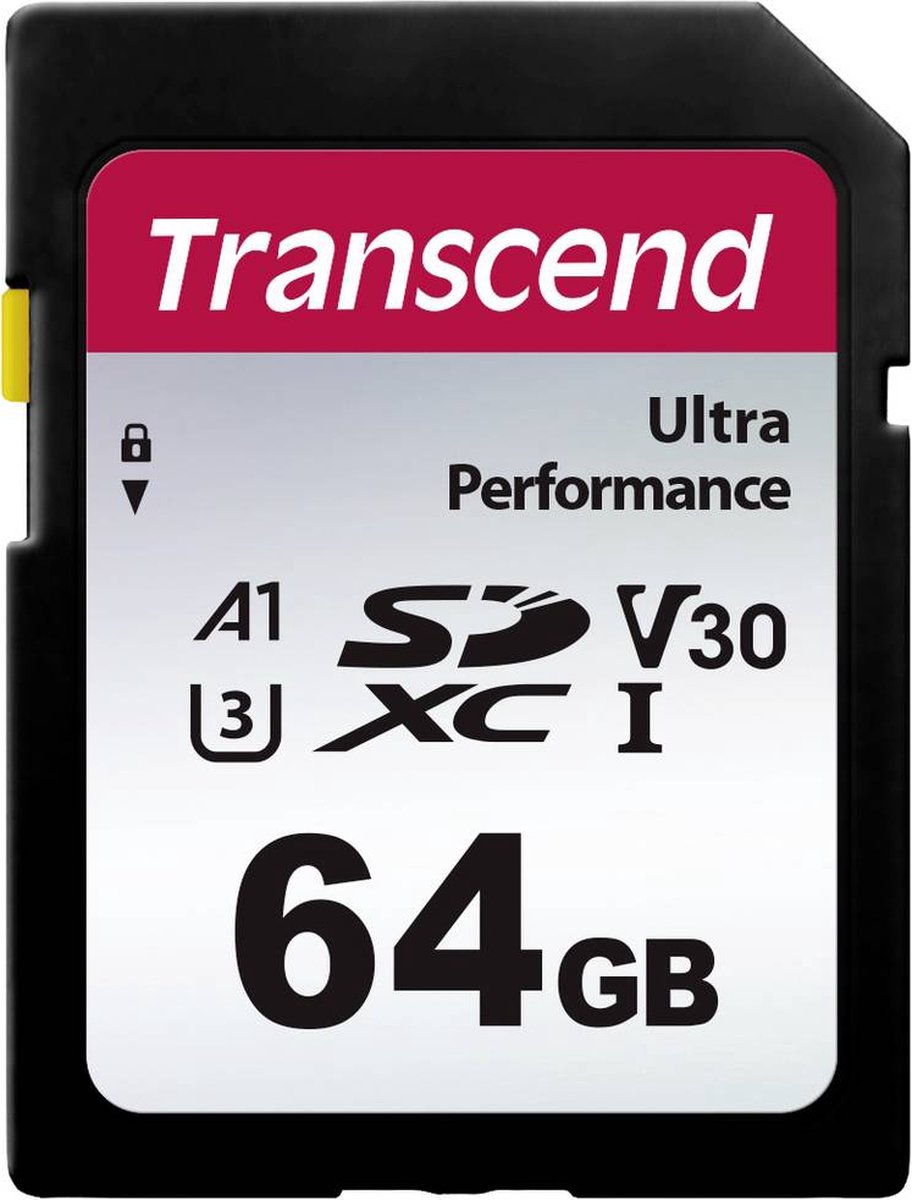 Transcend TS64GSDC340S Scheda SDXC 64 GB A1 Application Performance Class, v30 Video Speed Class, UHS-Class 3 antiurto, impermeabile