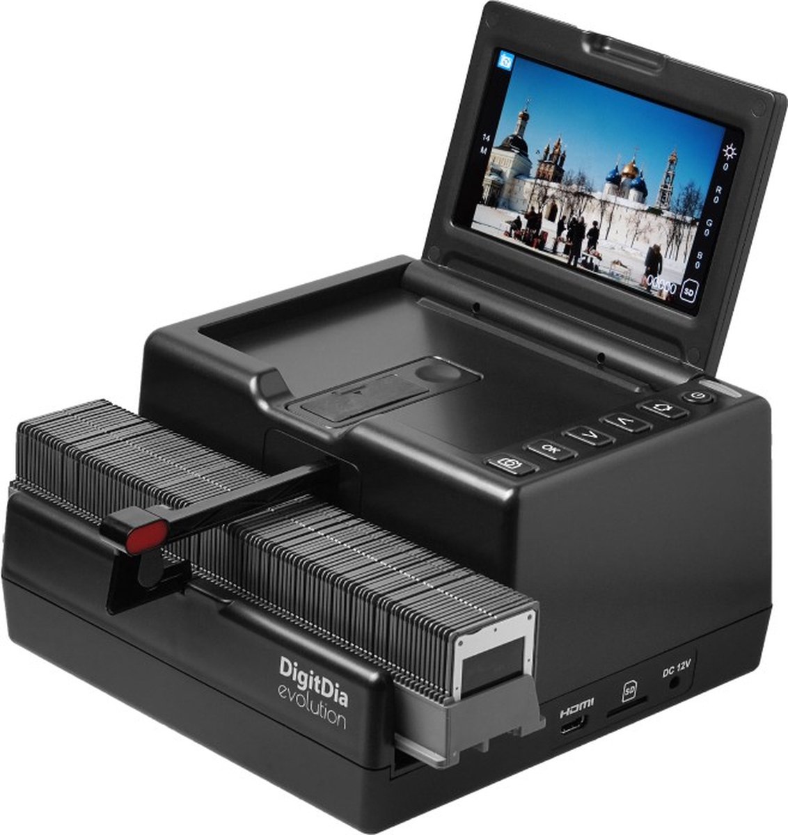 Reflecta DigitDia evolution Scanner per diapositive, Visore per diapositive 4608 x 3072 Rimuove polvere e graffi: Harware Display integrato, Slot per schede di