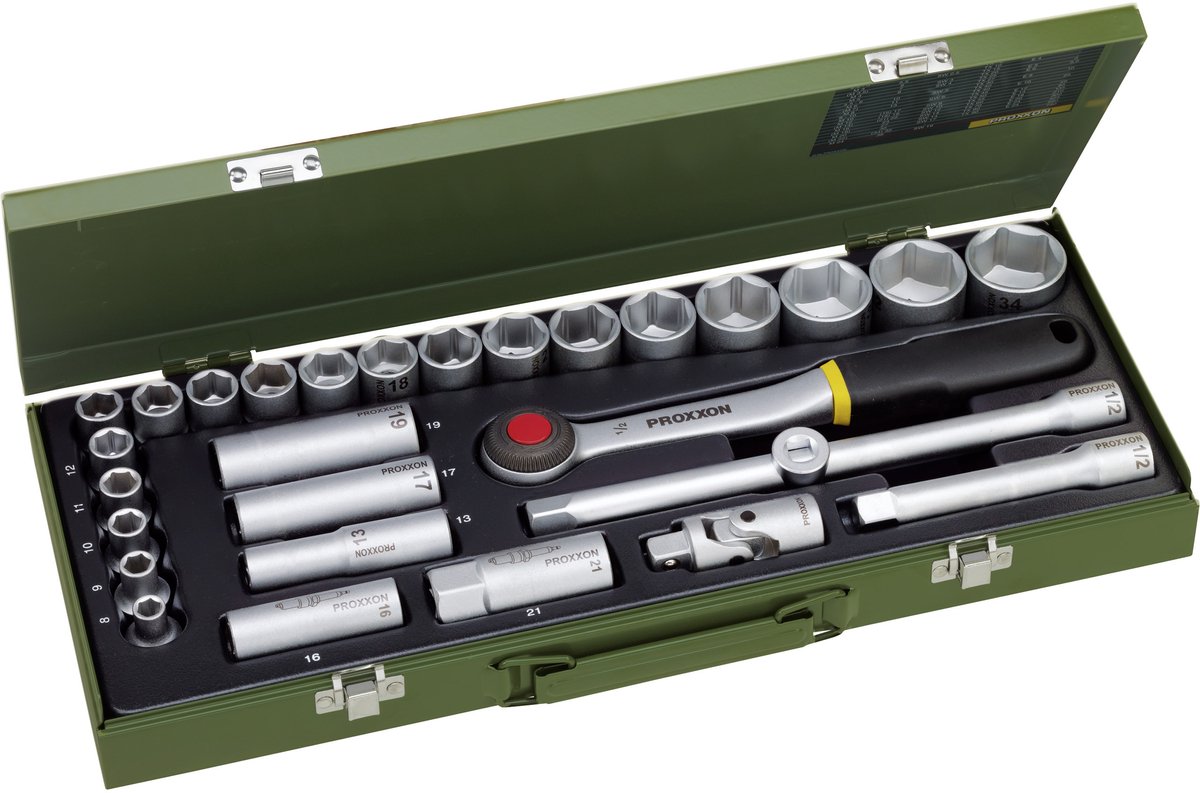 Proxxon Industrial Kit di chiavi a bussola metrico 1/2 (12.5 mm) 29 parti 23000