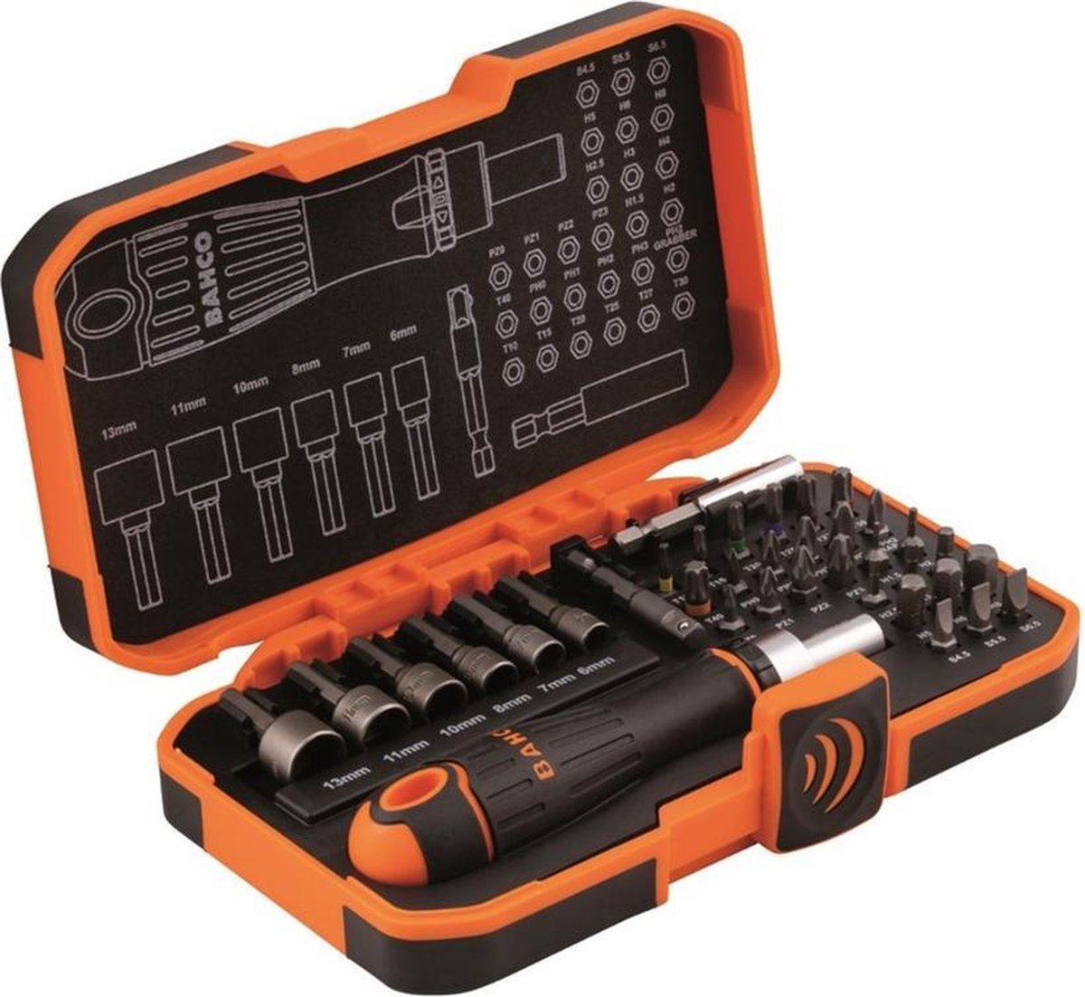 Bahco 59/S36BCR Kit inserti 36 parti Taglio, Croce Phillips, Croce Pozidriv, Esagonale, Esalobo Esterno (TX)