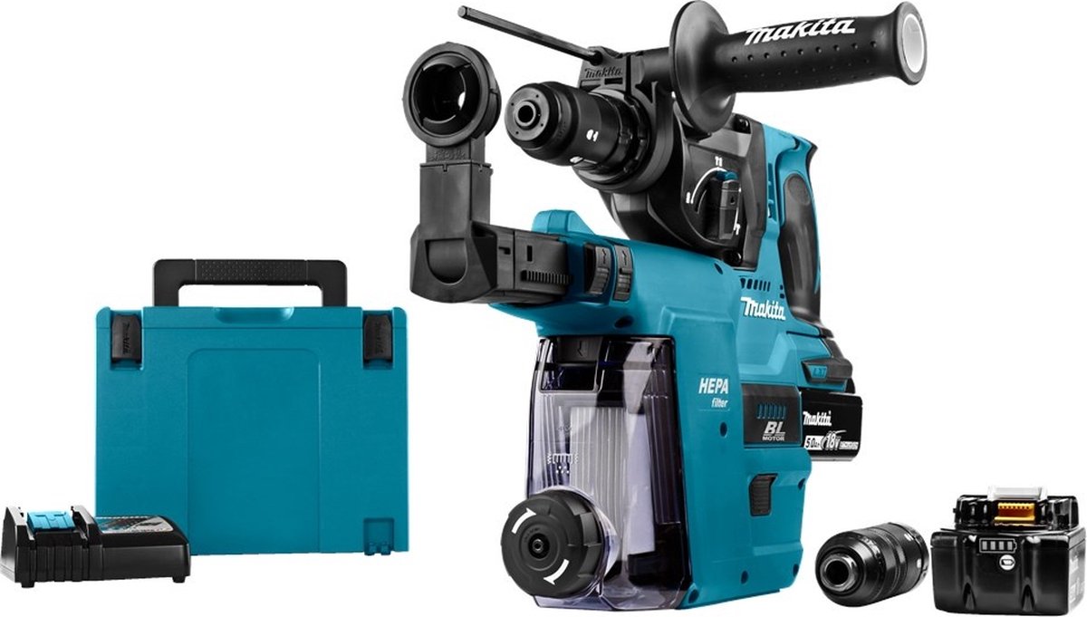 Makita DHR243RTJW SDS-Plus-Martello combinato a batteria 18 V 5 Ah Li-Ion incl. caricabatterie