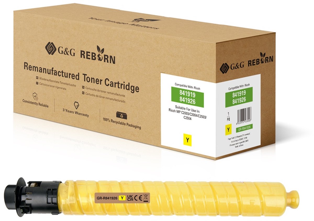G&G Toner sostituisce Ricoh 841926 Compatibile Giallo 9500 pagine GR-R841926
