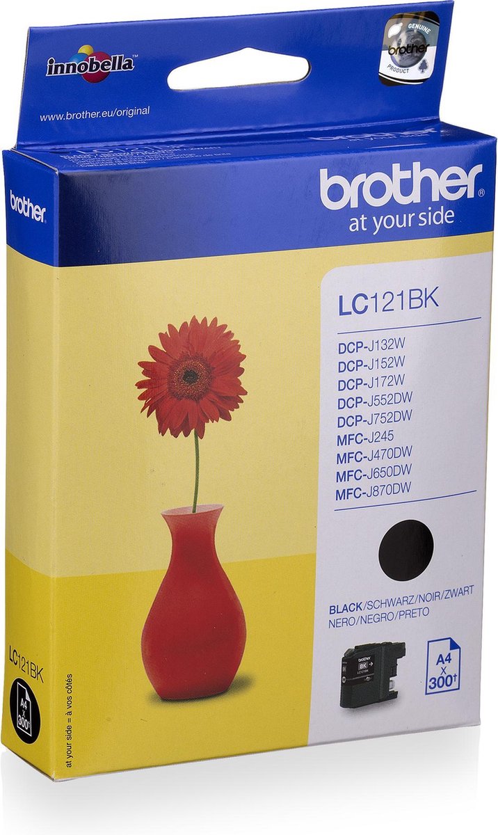 Brother LC121BK / LC 121BK Black Ink - Blækpatron Sort