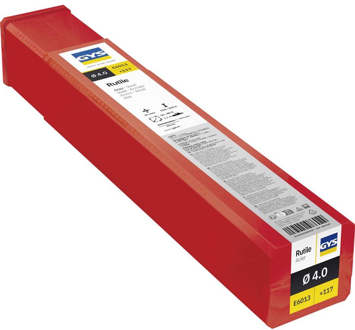 GYS Rutil E6013 - Ø 4 mm Elettrodi per saldatura 117 pz. (Ø x L) 4 mm x 350 mm 130 - 170 A