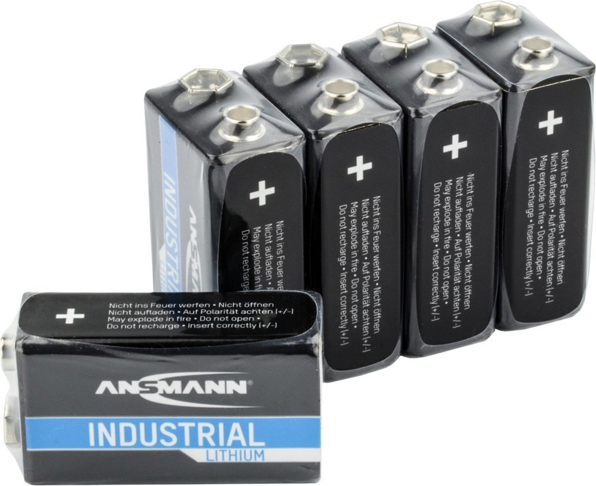 Ansmann Lithium Industrial 6LR61 Batteria da 9 V Litio 1200 mAh 9 V 5 pz.