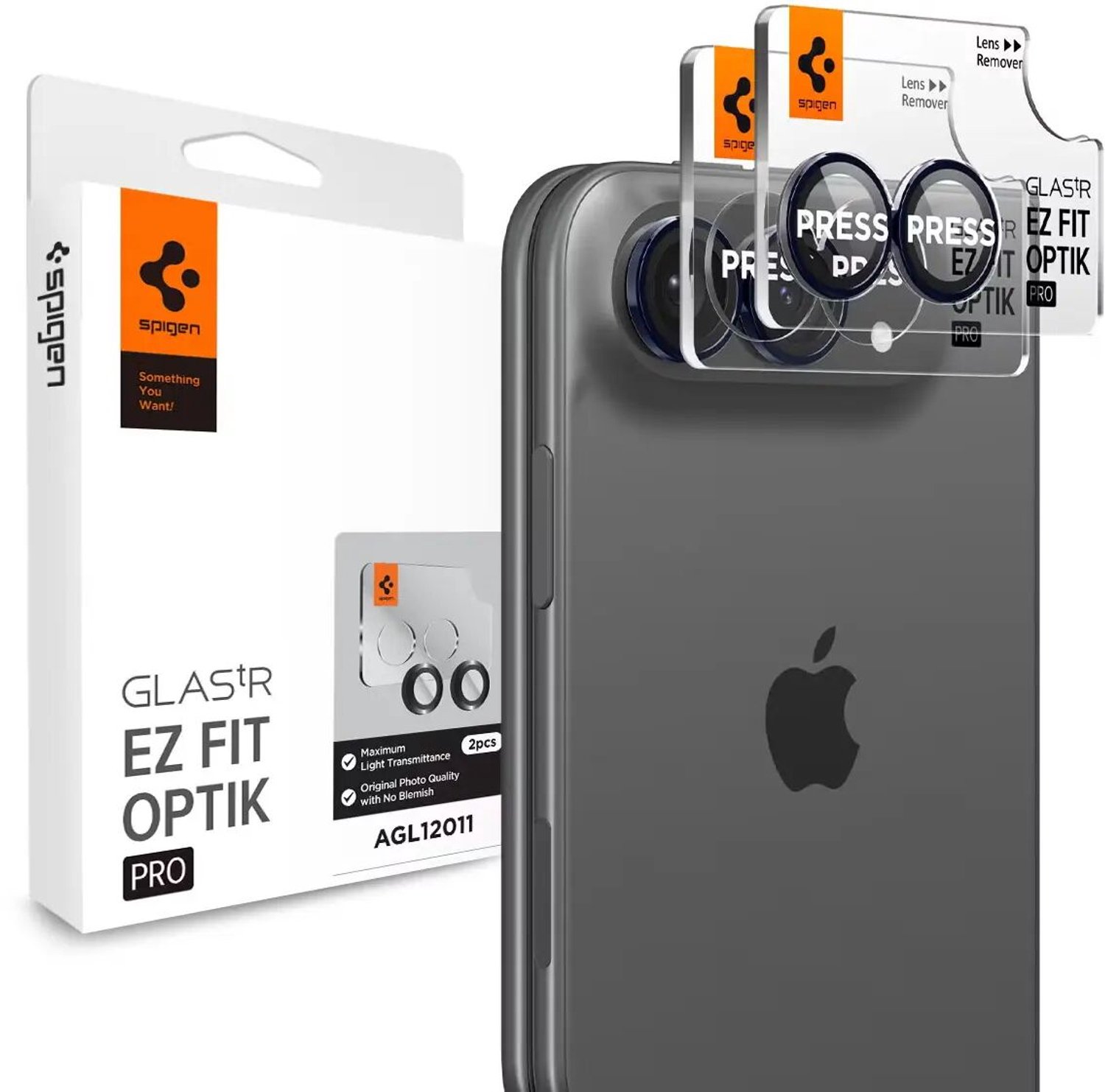 Spigen Glass tR EZ Fit Optik Pro 2 Pack - Black - iPhone Duo