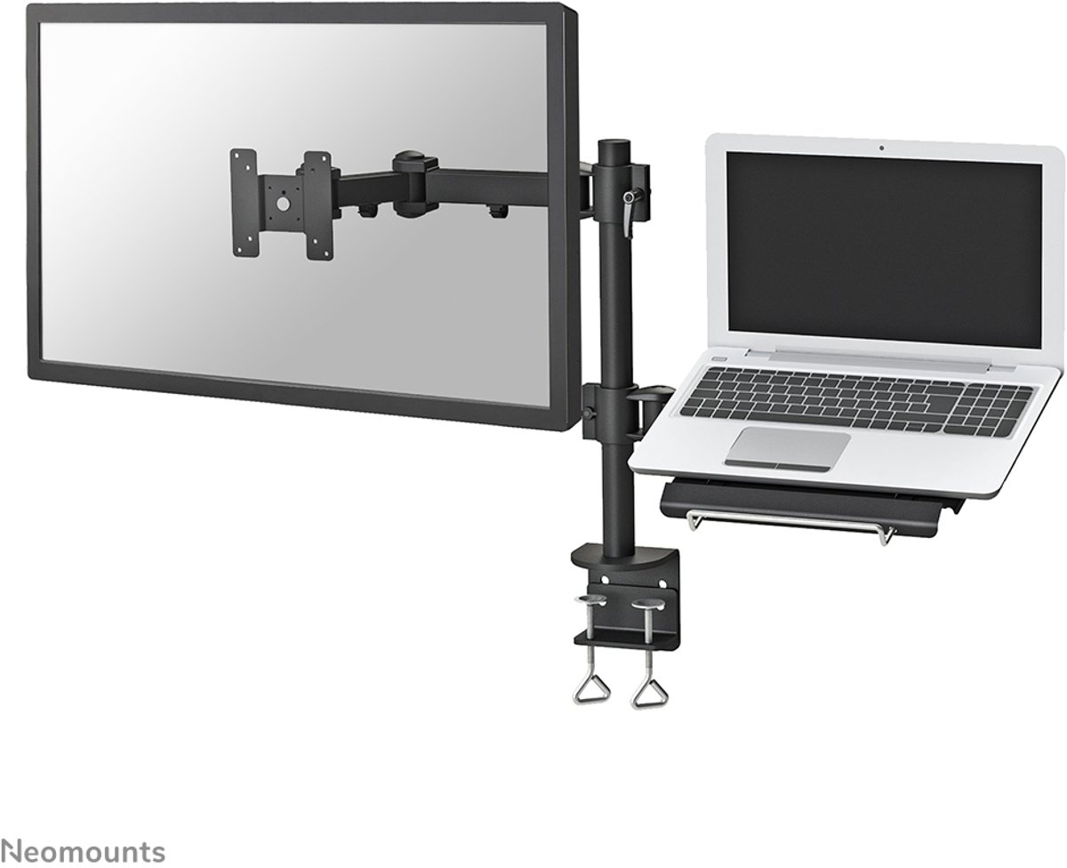 Neomounts FPMA-D960NOTEBOOK Supporto da tavolo per monitor 1 Display: (s) 25,4 cm (10) - 68,6 cm (27) Nero Regolabile in altezza, Ripiano per Notebook,