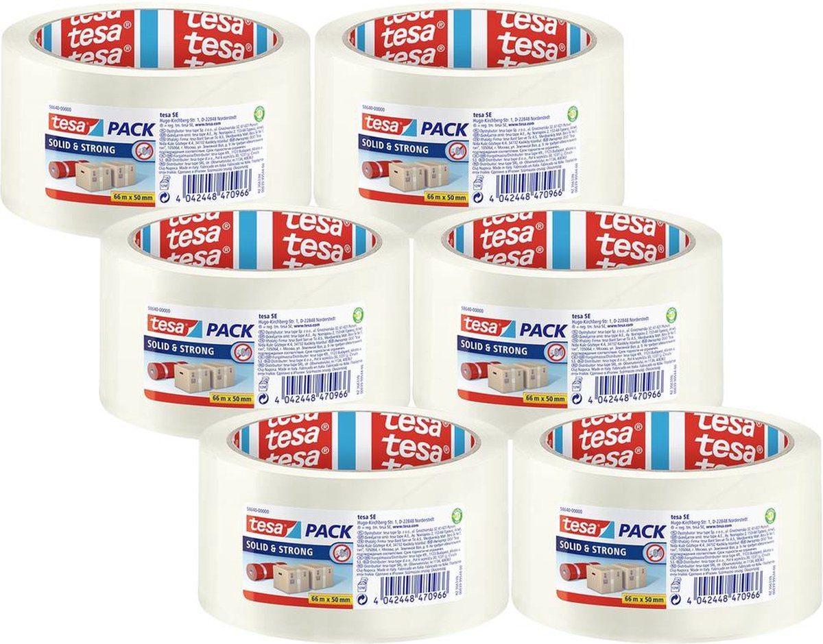 tesa 58640-00500-00 Nastro da imballo Trasparente (L x L) 66 m x 50 mm 6 pz.