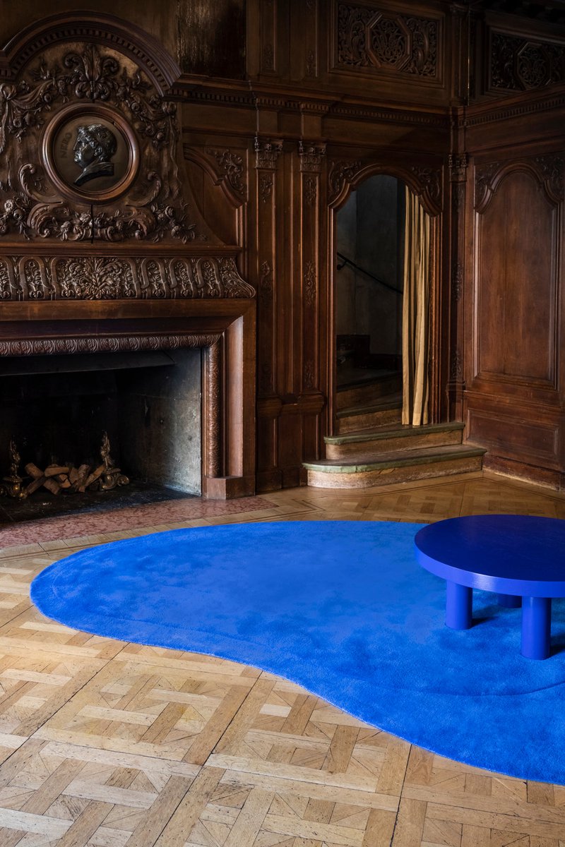 Layered Alfombra de lana Residue Cobolt, 180x270 cm
