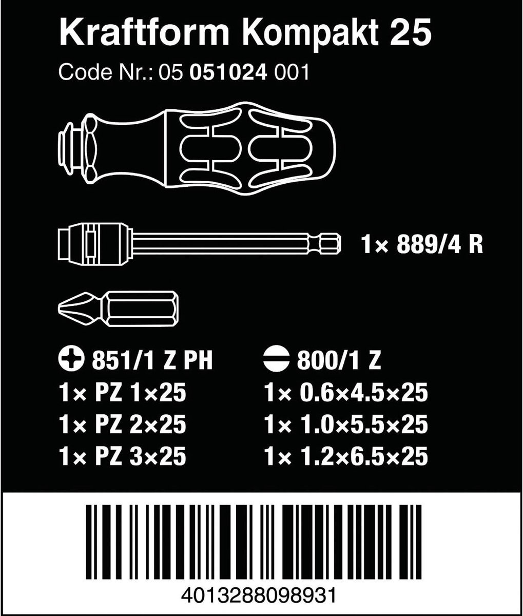 Wera Kraftform Kompakt 25 05051024001 Kit utensili 7 parti