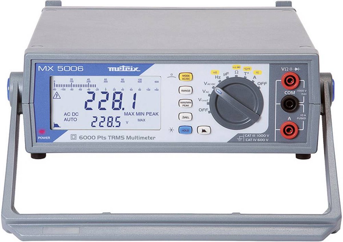 Metrix MX 5006 Multimetro da tavolo digitale, analogica Memoria dei valori istantanei, Test di continuità, Data logger , Misurazione della capacità, N. LoZ,