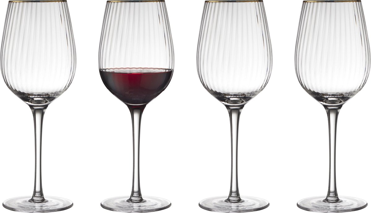 Lyngby Glas 4 Copas de vino tinto Palermo Gold 40 cl Transparente-oro