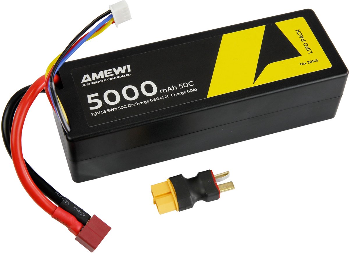 Amewi Batteria ricaricabile LiPo 11.1 V 5.000 mAh Numero di celle: 3 50 C Hardcase Presa a T
