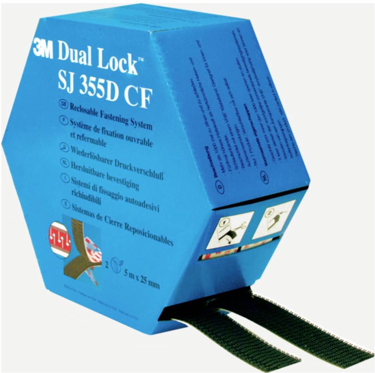 3M Dual Lock SJ355DCF REF Nastro a strappo da incollare A fungo (L x L) 5000 mm x 25 mm Nero 1 Paio/a