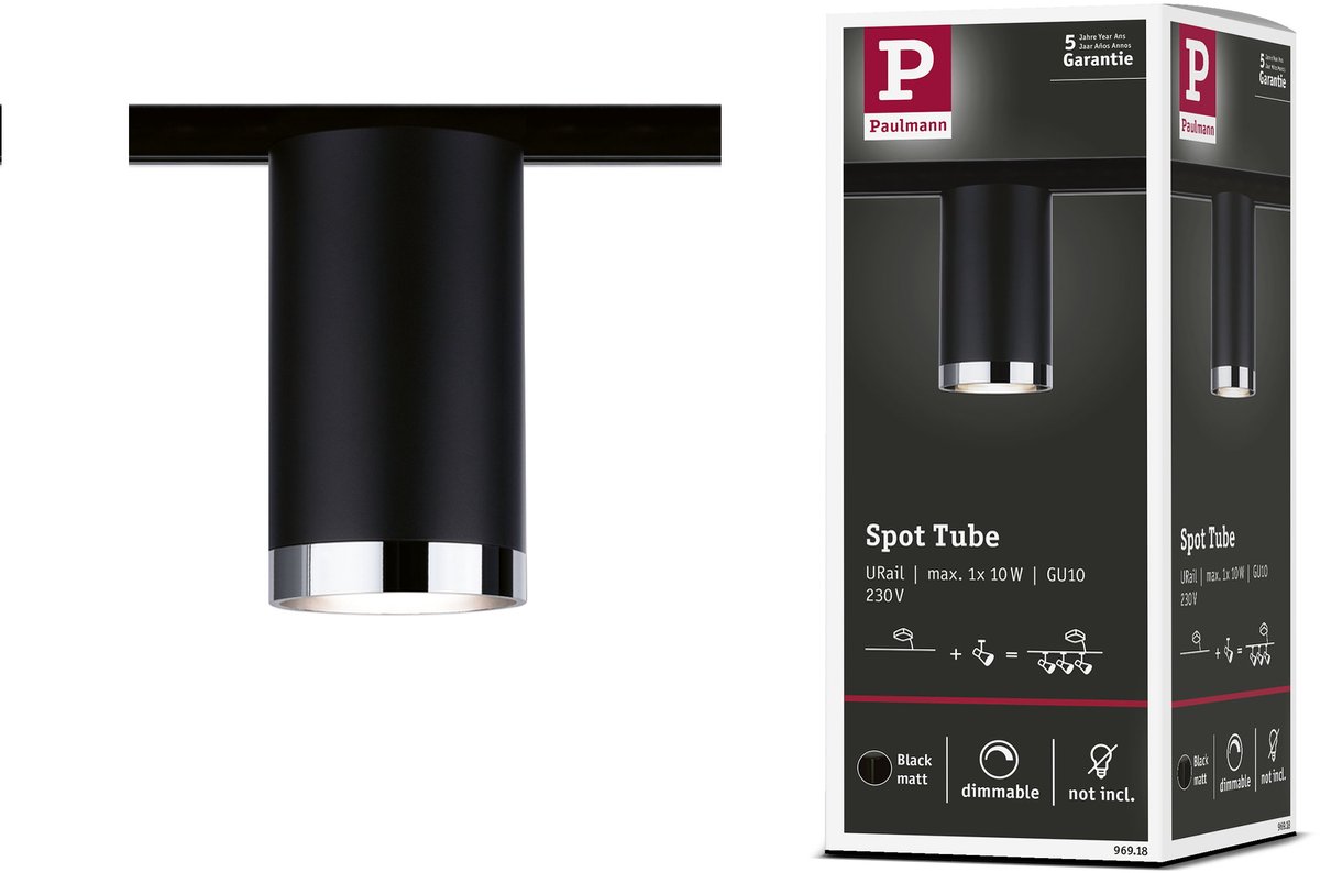 Paulmann Lampada per sistema su binario URail GU10 LED (monocolore) Nero (opaco), Cromo