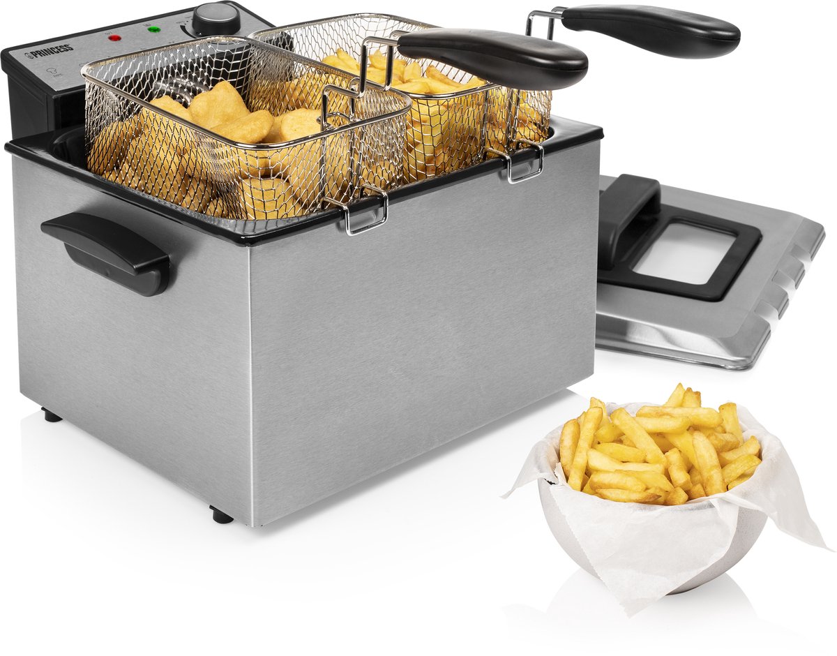 Princess 185000 Friggitrice a zone fredde 5 l 3270 W Nero, Argento (opaco)