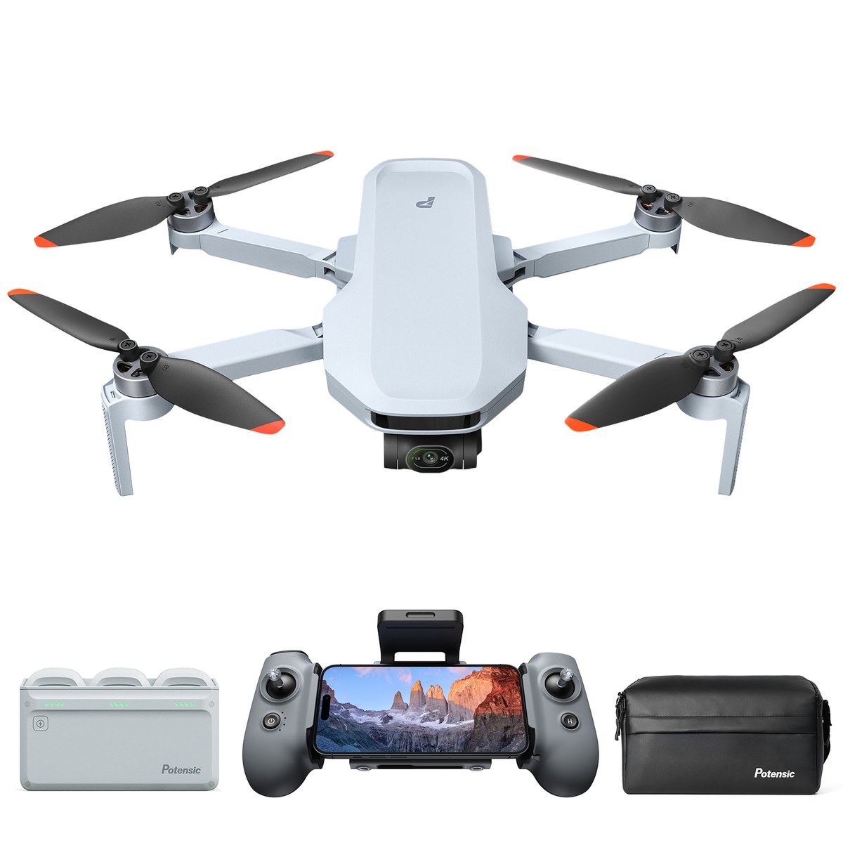 Potensic ATOM 2 Fly More Combo Quadricottero RtF Per foto e riprese aeree, Funzione GPS Grigio
