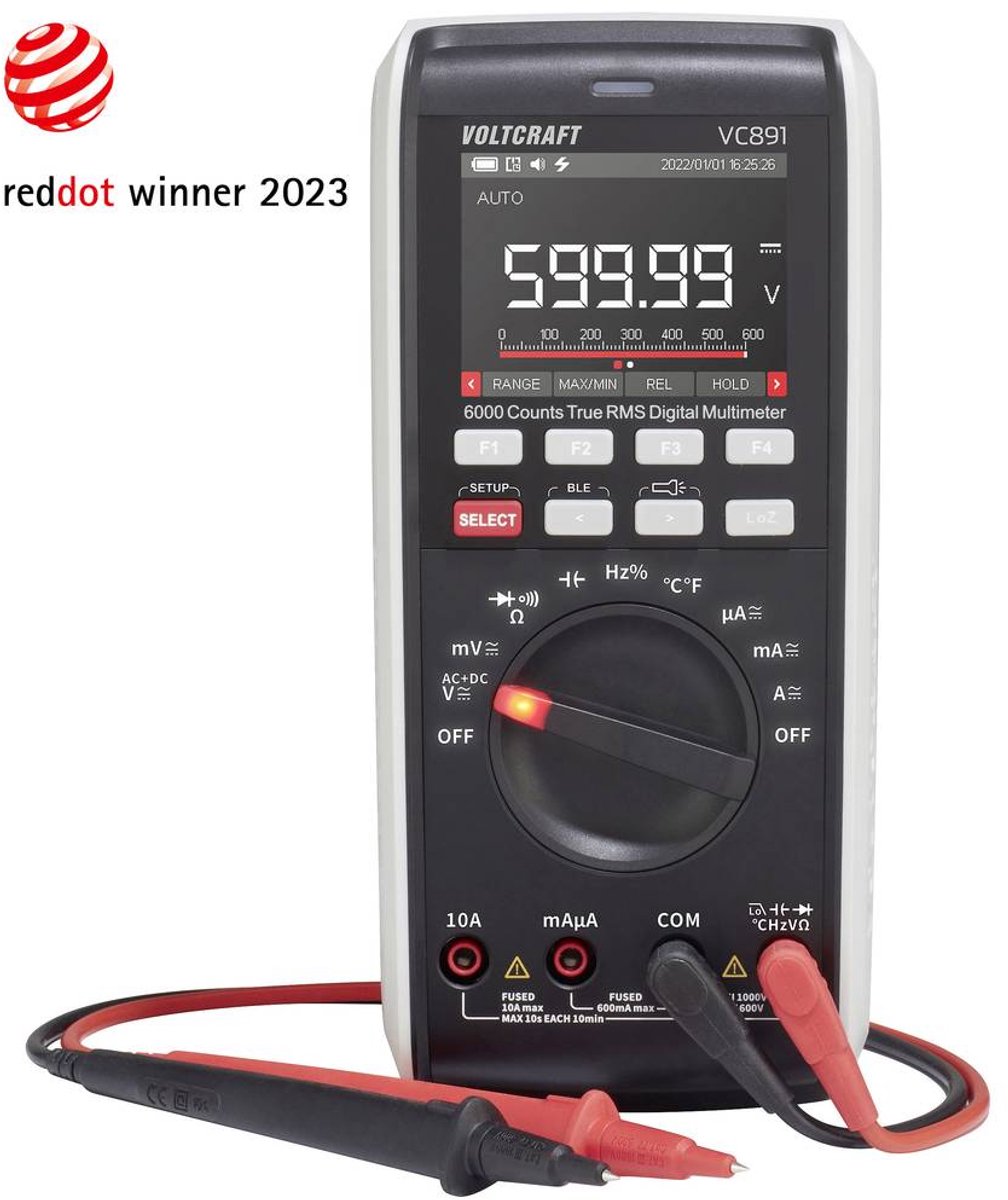 VOLTCRAFT VC891 Multimetro portatile Calibrato (ISO) digitale Data logger , N. LoZ CAT III 1000 V, CAT IV 600 V Display (Counts): 60000