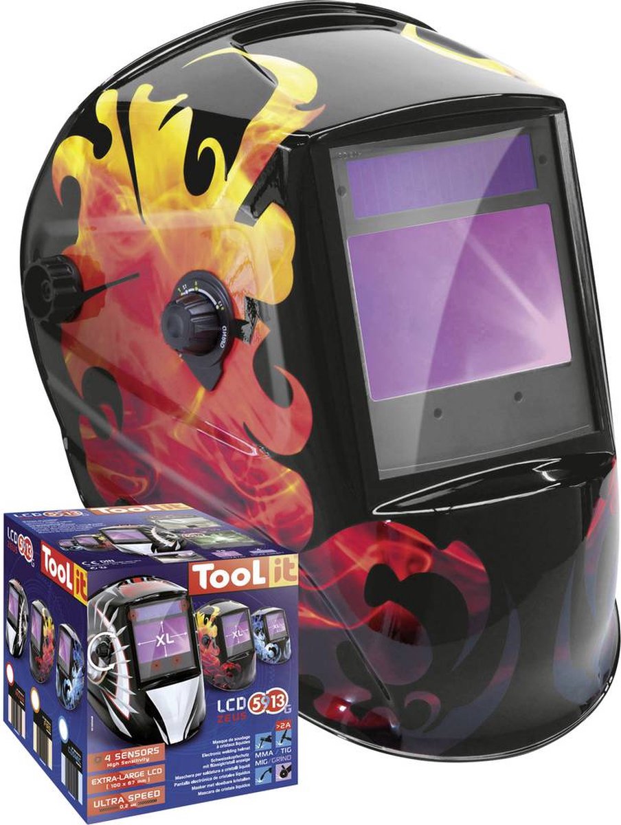 Toolit 5-9 / 9-13 G FIRE 044098 Casco di saldatura EN 175, EN 397 Nero