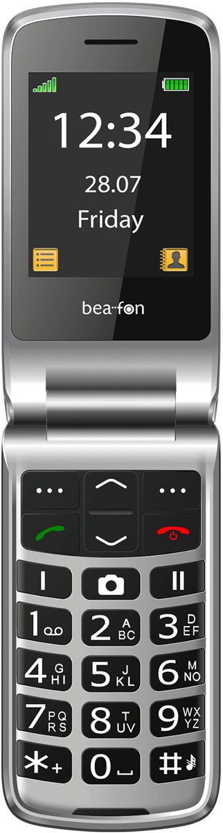 Cellulare a conchiglia senior beafon SL645plus 2G IP54 , Pulsante SOS, Funzione SOS Nero, Argento