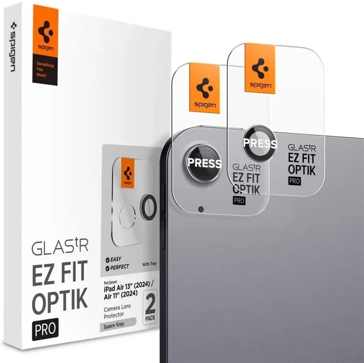 Spigen Glass tR EZ Fit Optik Pro 2 Pack - space gray - iPad Air 11"/13" 2024/2025/2026