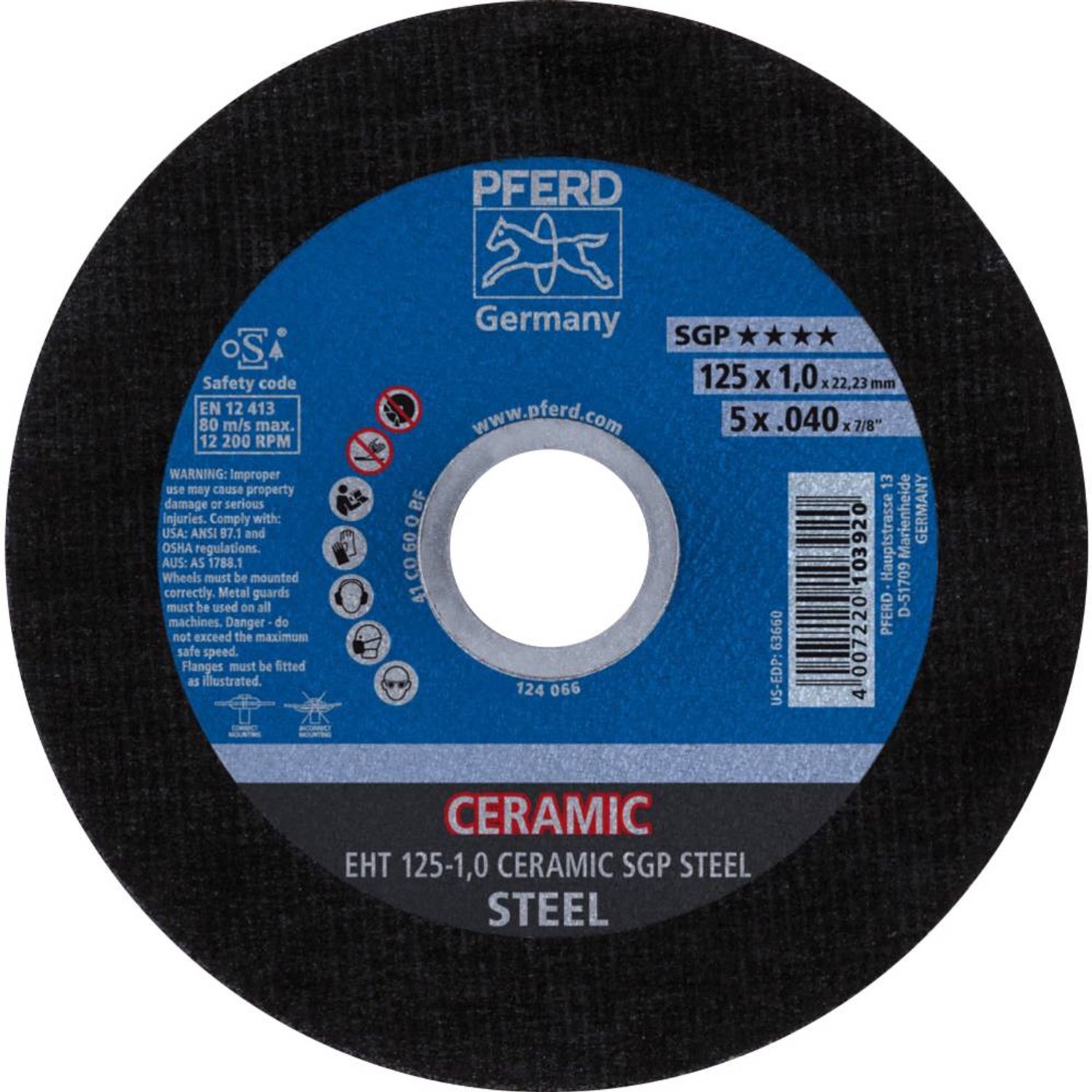 PFERD TOOLS CERAMIC SGP STEEL 61312510 Disco di taglio dritto 125 mm 25 pz. Acciaio