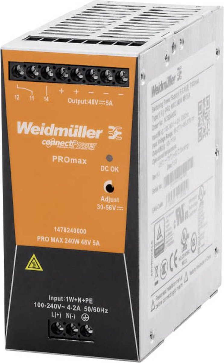 Weidmüller 1478240000 Alimentatore per guida DIN 48 V/DC 5 A 240 W Contenuto 1 pz.