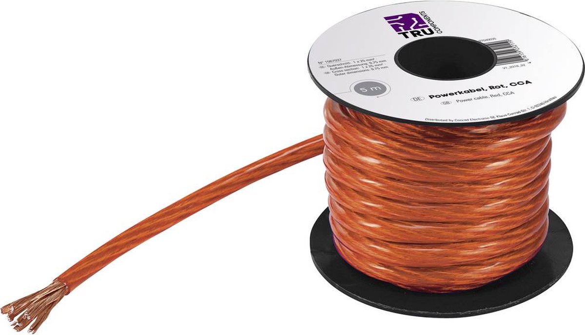 TRU COMPONENTS 1567037 Cavo di massa 1 x 25 mm² Rosso 5 m