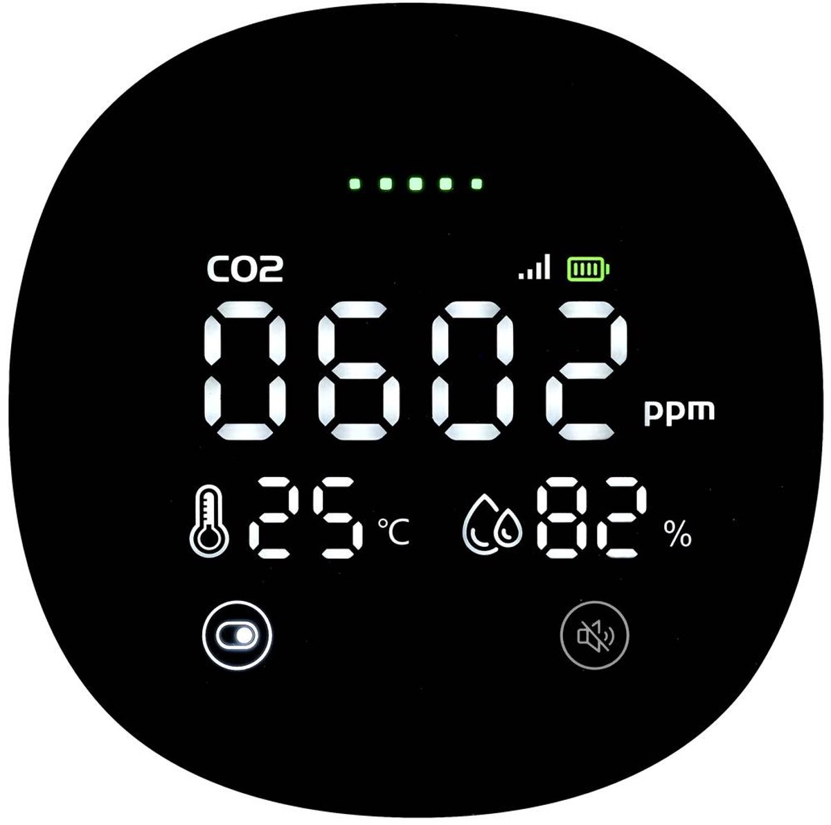 Rilevatore di anidride carbonica con controllo tramite app via USB Rileva Anidride carbonica