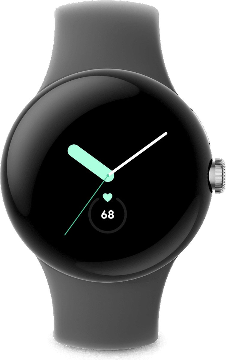 Google Pixel Watch - Polished Silver with Charcoal Band