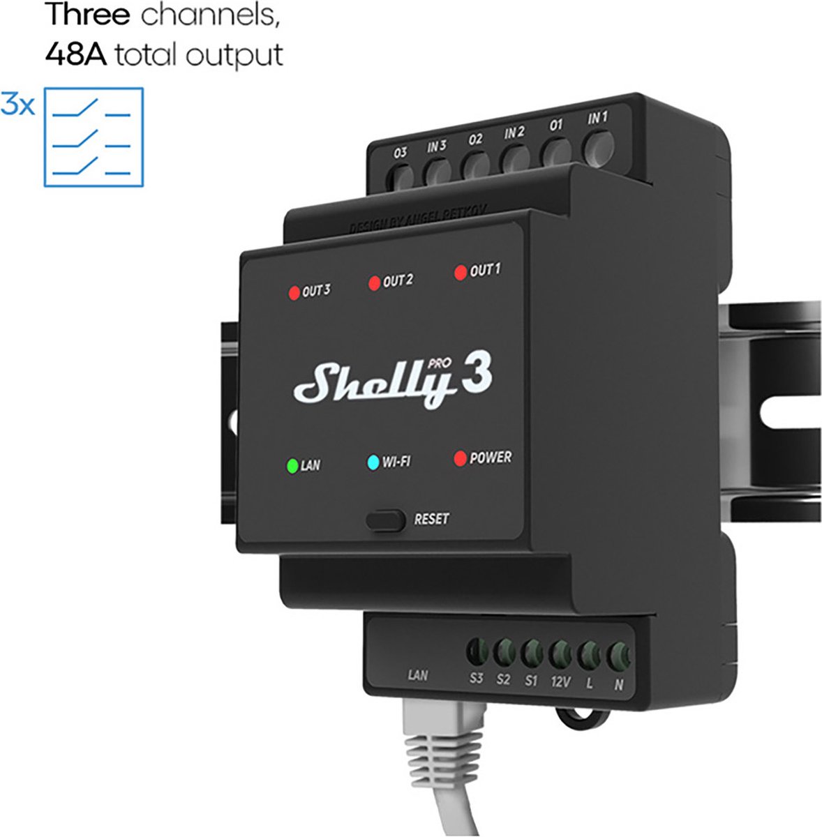Shelly Shelly Pro 3 Relè su guida DIN Wi-Fi, Bluetooth