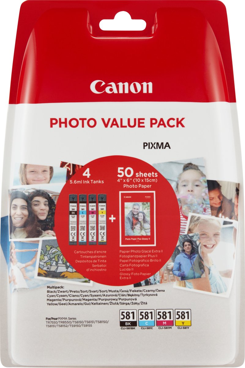 Canon Cartuccia CLI-581 Originale Imballo multiplo Nero, Ciano, Magenta, Giallo 2106C006