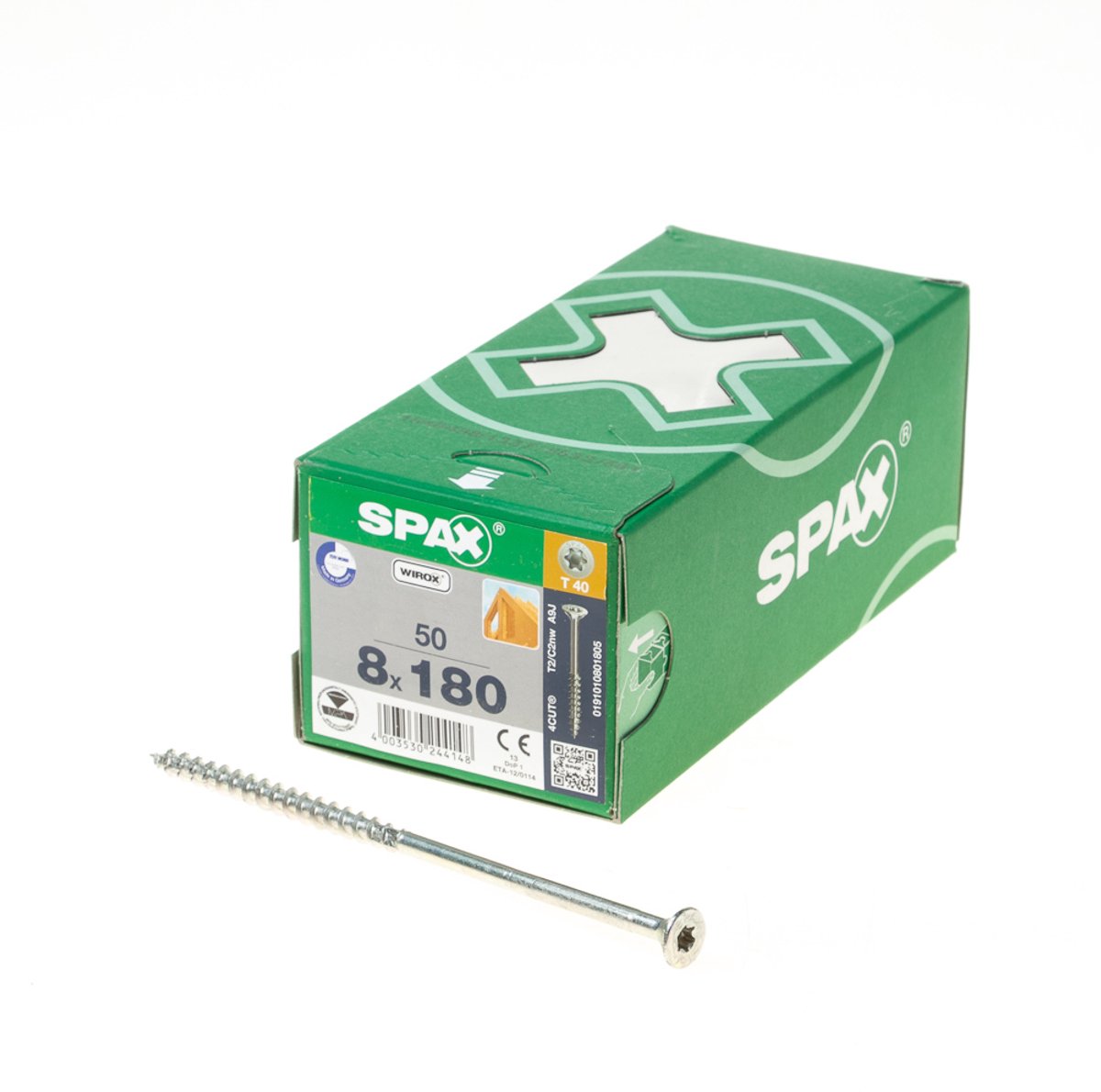 SPAX 0191010801805 R 88091 Senkkopf/T-STAR TG Vite da legno svasata 8 mm 180 mm T-STAR plus Acciaio WIROX 50 pz.