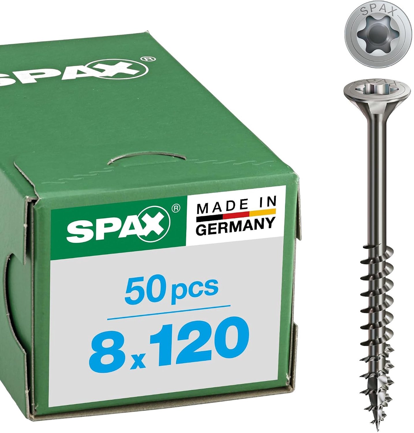 SPAX 0197000801205 Vite da legno 8 mm 120 mm T-STAR plus Acciaio inox A2 50 pz.