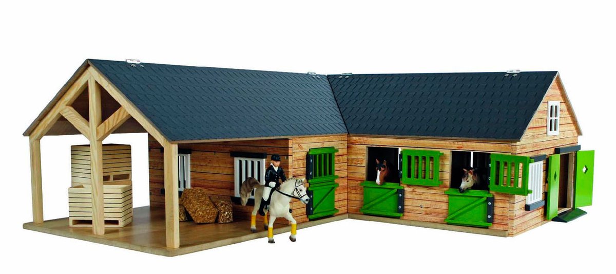 Kids Globe - Horse Corner Stable with 3 Boxes and Storage 1:24
